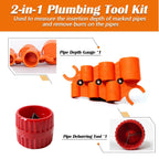 1/4'' - 1'' Pipe Depth Gauge and 3/16" to 1-1/2" Deburring Reamer Tool Kit | 2 in 1 Kit Pipe Depth Gauge, Inner Outer