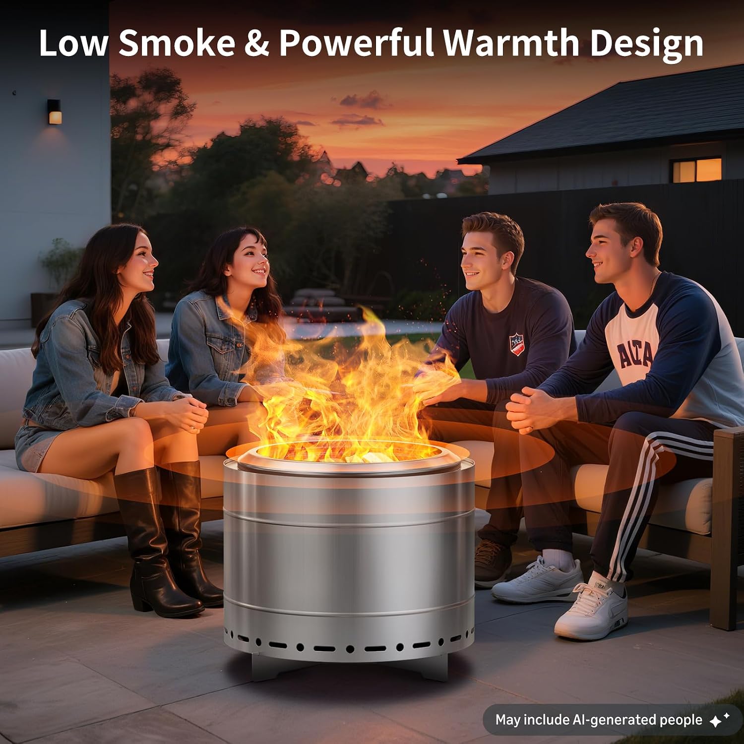 19.5 inch Smokeless Fire Pit with Carry Bag & Fire Poker