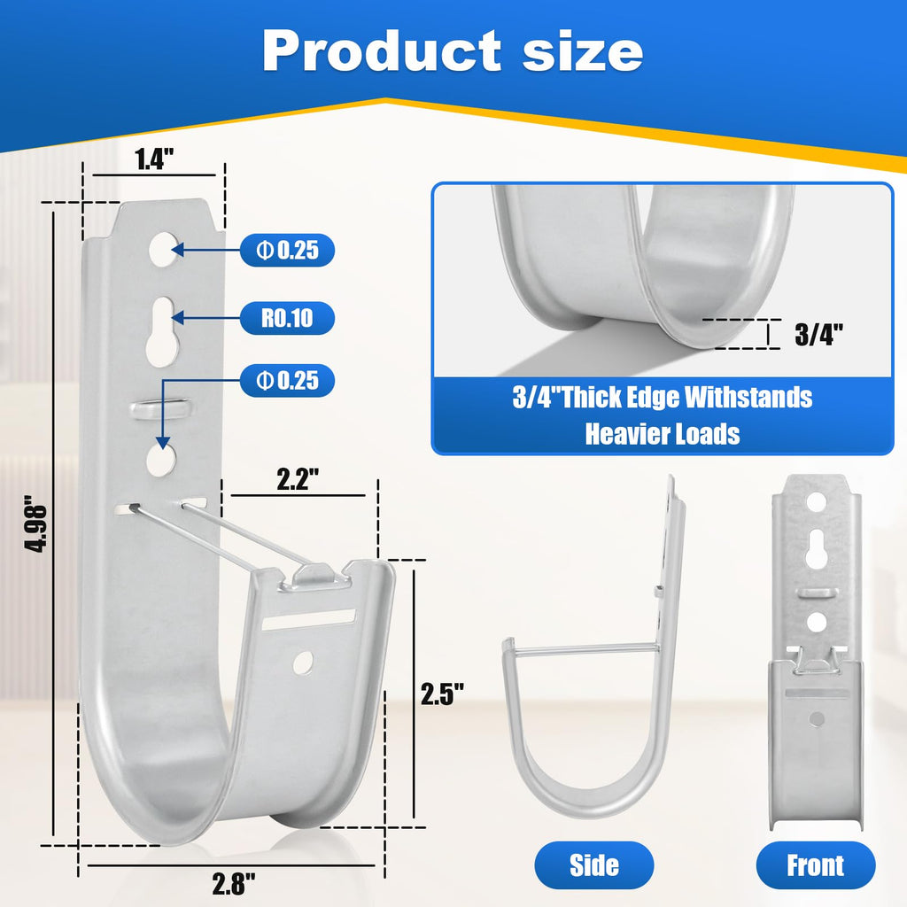 50 Pack 2 Inch J Hooks for Cabling, Galvanized Steel Cable Supports