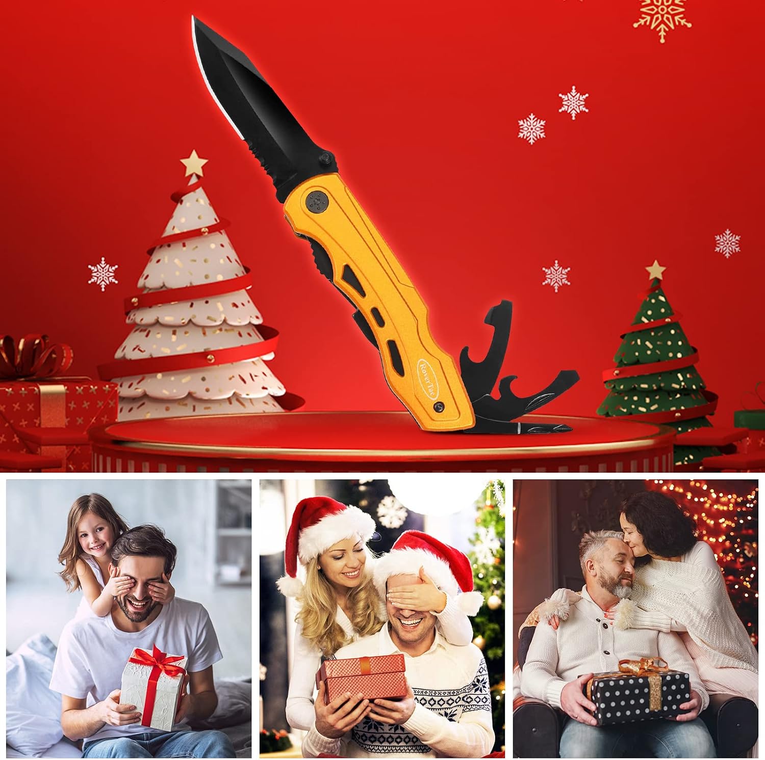 15-in-1 Pocket Multitool Knife - Folding Knife with Pliers, Bottle & Can Opener, Phillips Screwdriver + 9 Bits, Nylon