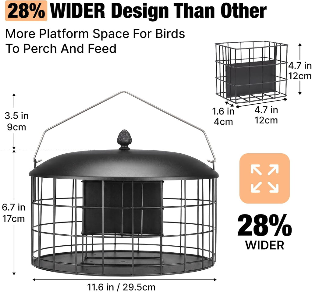 Squirrel Proof Suet Feeder for Woodpeckers, All Metal Caged Feeders