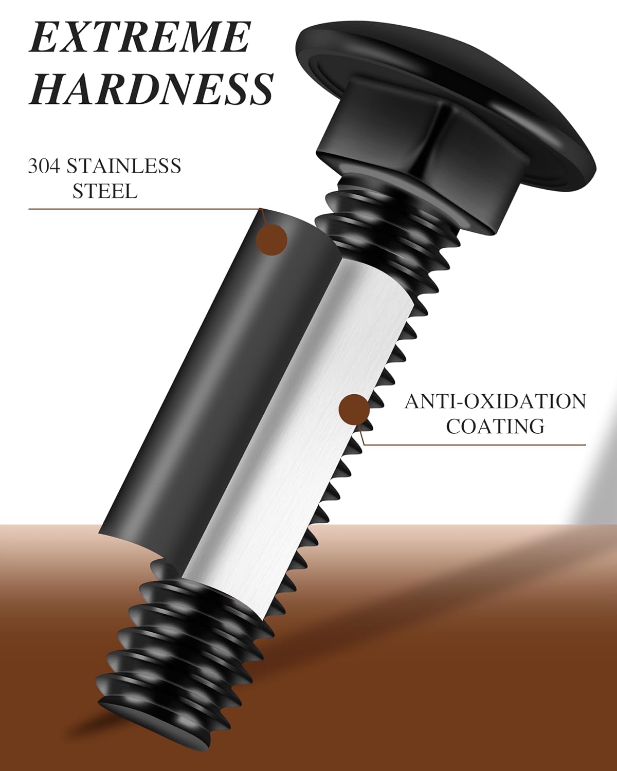 (18Sets) 1/4-20 x 2 Carriage Bolts Screws, 304 Stainless Steel Round Head Square Neck 1/4 Carriage Bolts and Nuts Kit