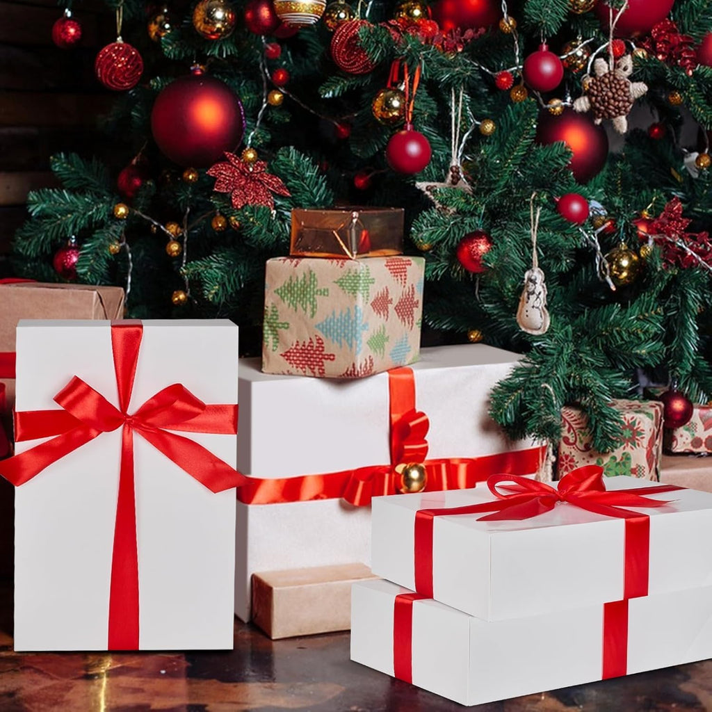 10 Pack Extra Large Gift Boxes with Lids for Presents, 17 x 11 x 4 Inch Deep White Gift Boxes Auto Pop-Up Christmas