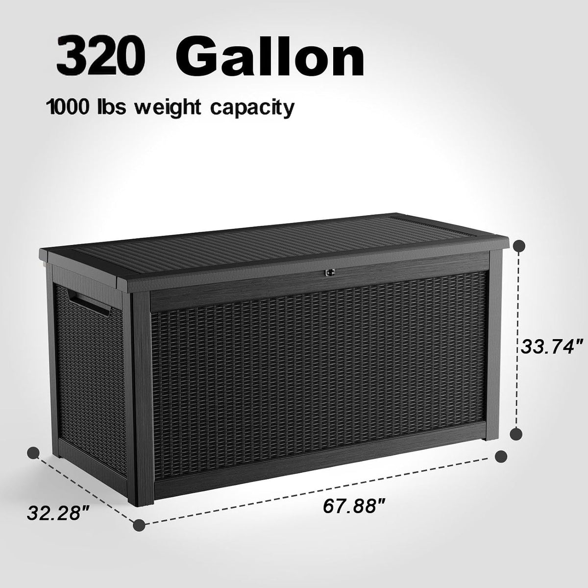 320 Gallon Outdoor Storage Box,Waterproof Patio Organizer, Black | Deck Box, Storage Container, Patio Furniture
