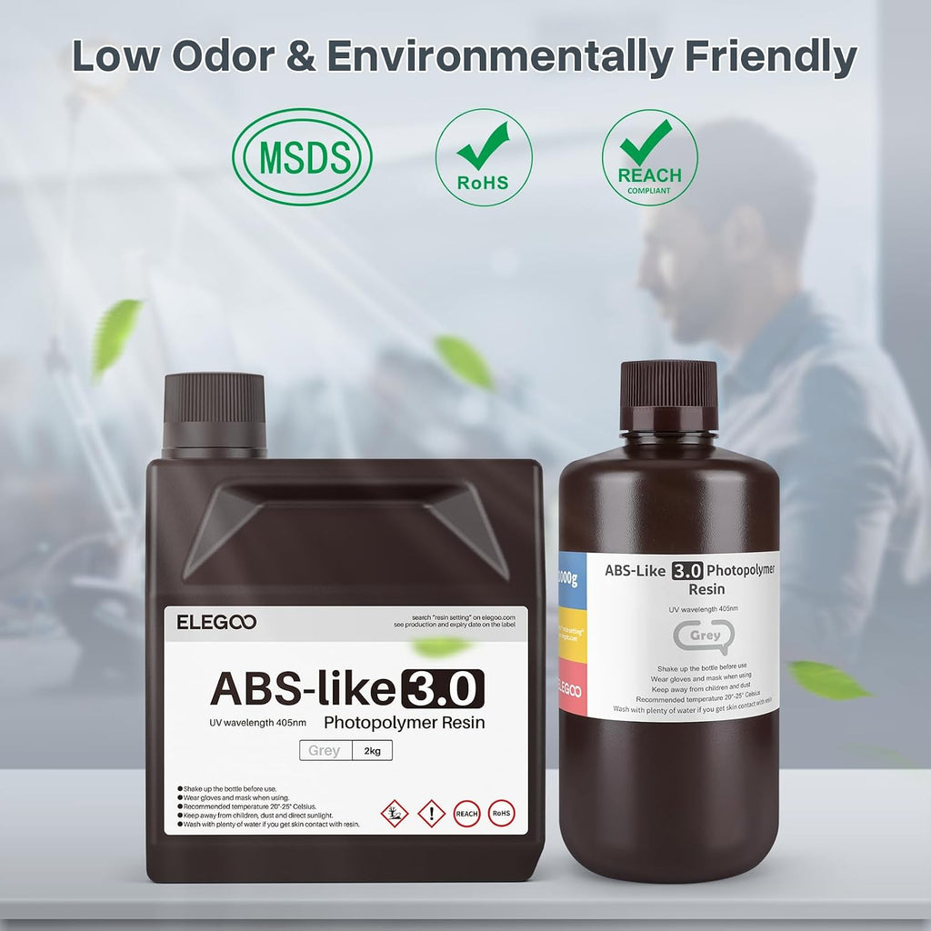 ELEGOO ABS-Like Resin 3.0, Photopolymer Resin White 1000G | UV Curing 405nm, Upgraded ABS 3D Printing Resin, Higher