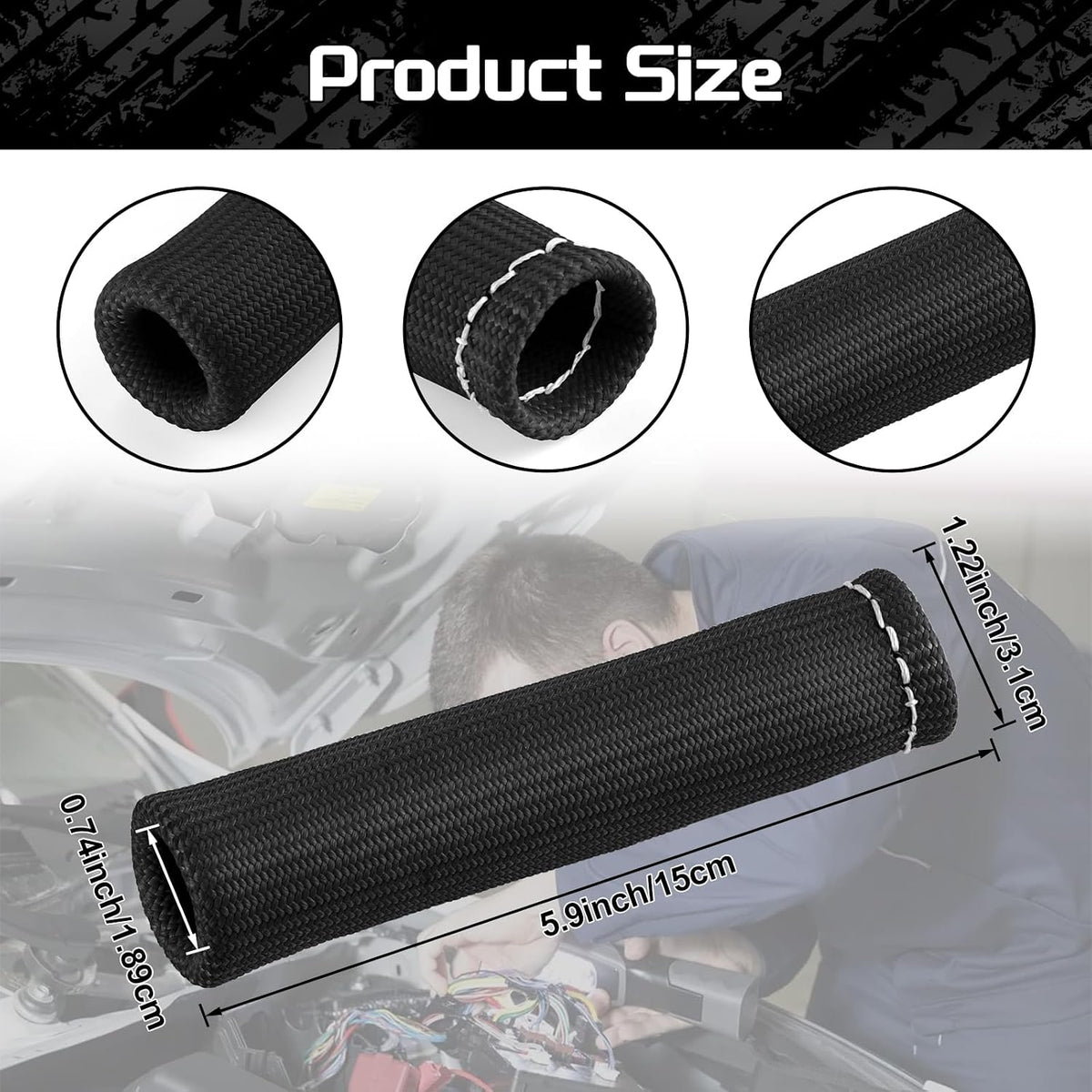 JUSTTOP 8PCS Spark Plug Wire Heat Shield Sleeve 2500°Spark Plug Heat Shield Sleeve,6 Inch Spark Plug Heat Sleeve Protection Cover Replacement for LS1/LS2 SBC BBC 350 454(Black)