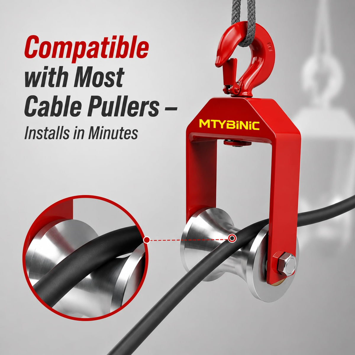 6" Cable Puller Sheave - Alloy Steel, 6500 lbs for Conduit & Wire