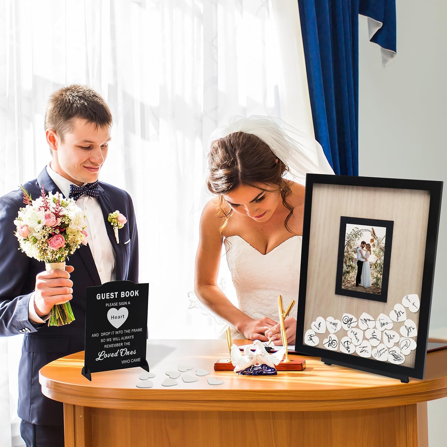 Wedding Guest Book Alternative, Guest Book Wedding Reception, Wedding Guest Book with Wooden Hearts Guest Book Signs