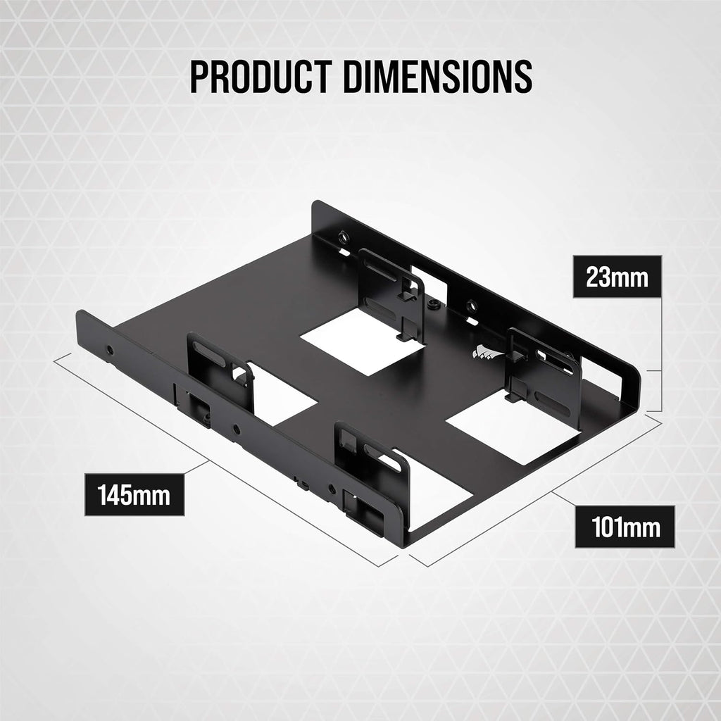 Corsair Dual SSD Mounting Bracket (3.5” Internal Drive Bay to 2.5", Easy Installation) Black