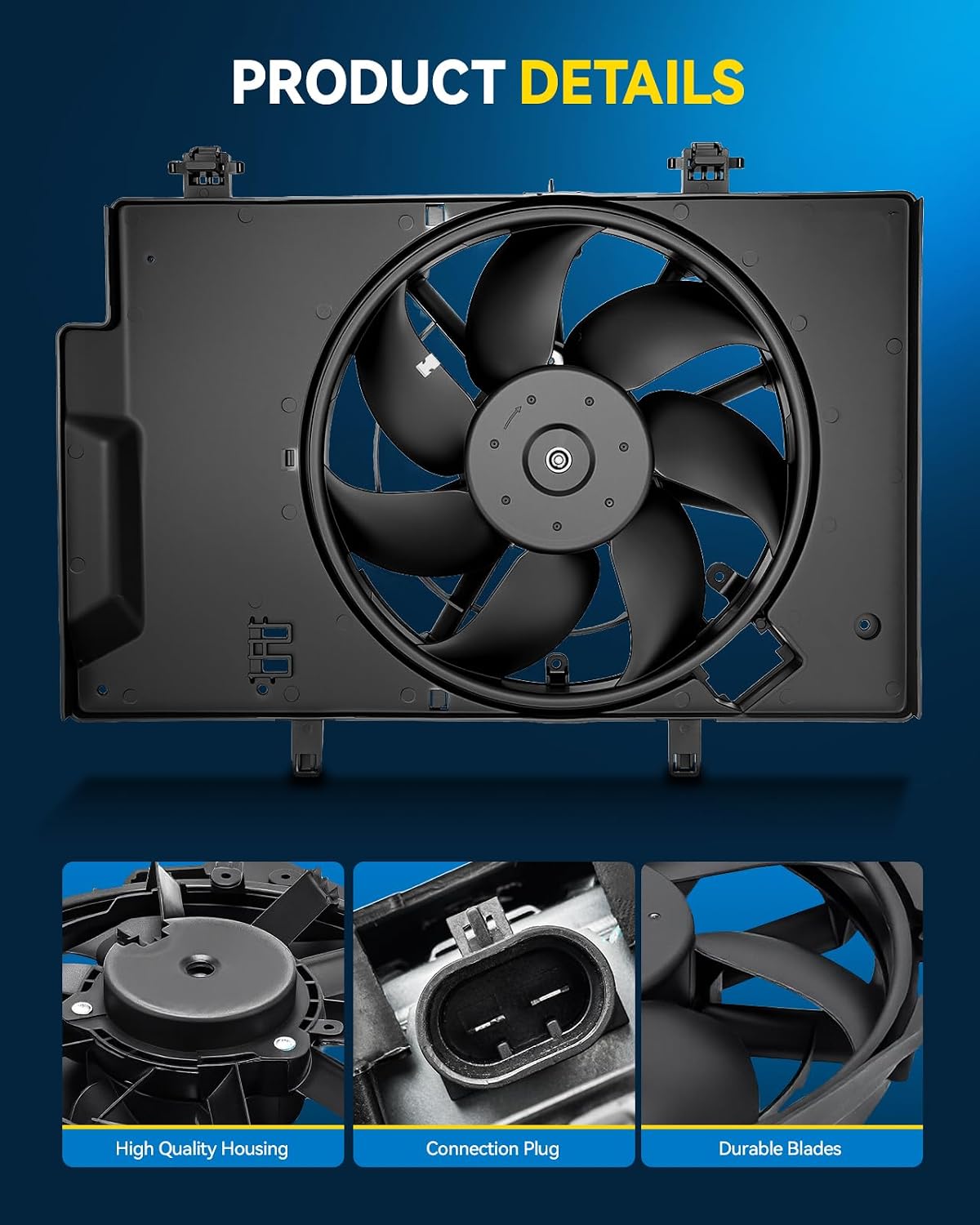 PHILTOP 622500 Radiator Cooling Fan Assembly, Fit for 2011-2019 Fiesta 1.6L