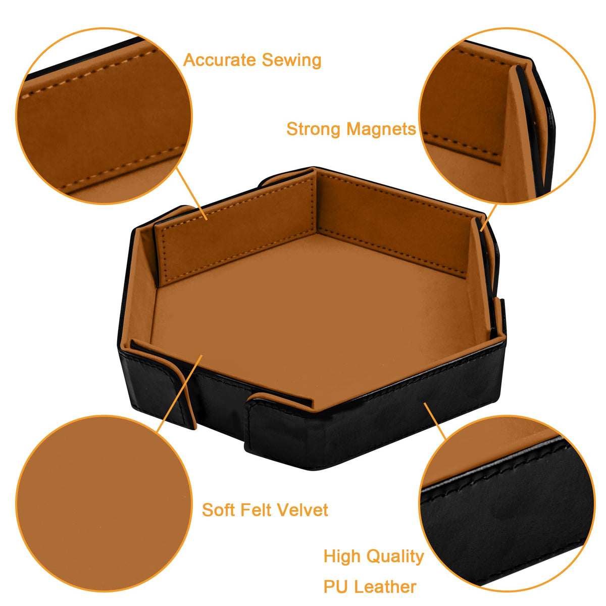 Magnetic Folding Dice Tray Hexagon Dice Rolling Tray Dice Mat