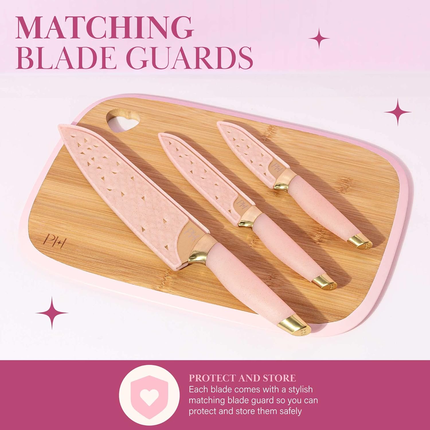 Bamboo Cutting Board for Kitchen, Reversible Cutting Board and Cutlery Set with High Carbon Stainless Steel Knives