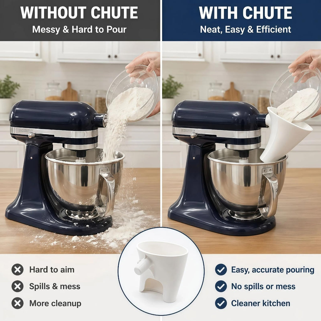 Pouring Chute Attachment compatible with KitchenAid Artisan Stand Mixer