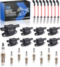 8 Pack UF413 Ignition Coil 41962 Spark Plug and 48322R Wires Set for 5.3 6.0 6.2 Compatible with Buick Cadillac