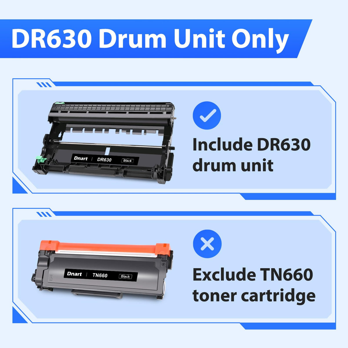 Compatible Drum Unit Replacement for Brother DR630 DR-630, 1 Pack
