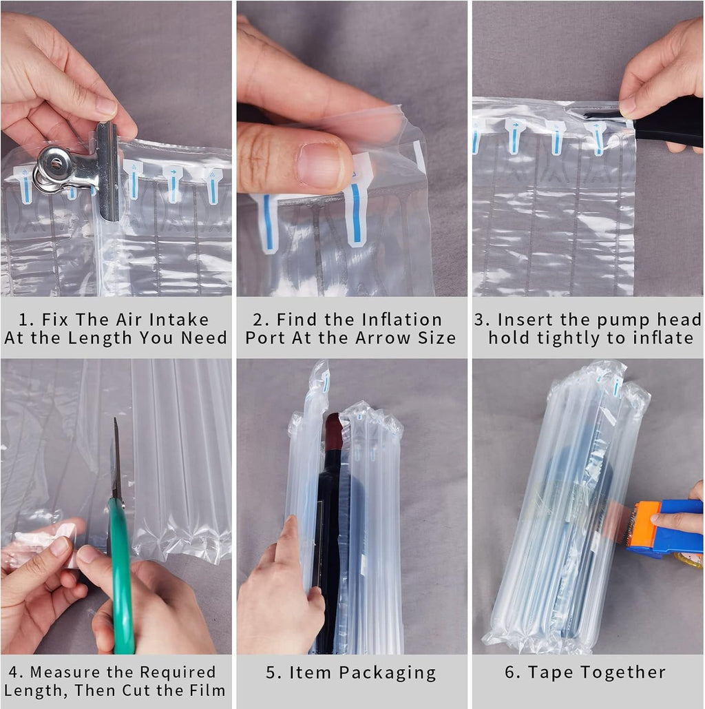 Inflatable Bubble Wrap Roll,12 inch x165 Feet, Inflatable Air Pillow Column Wrap for Packaging Moving Shipping