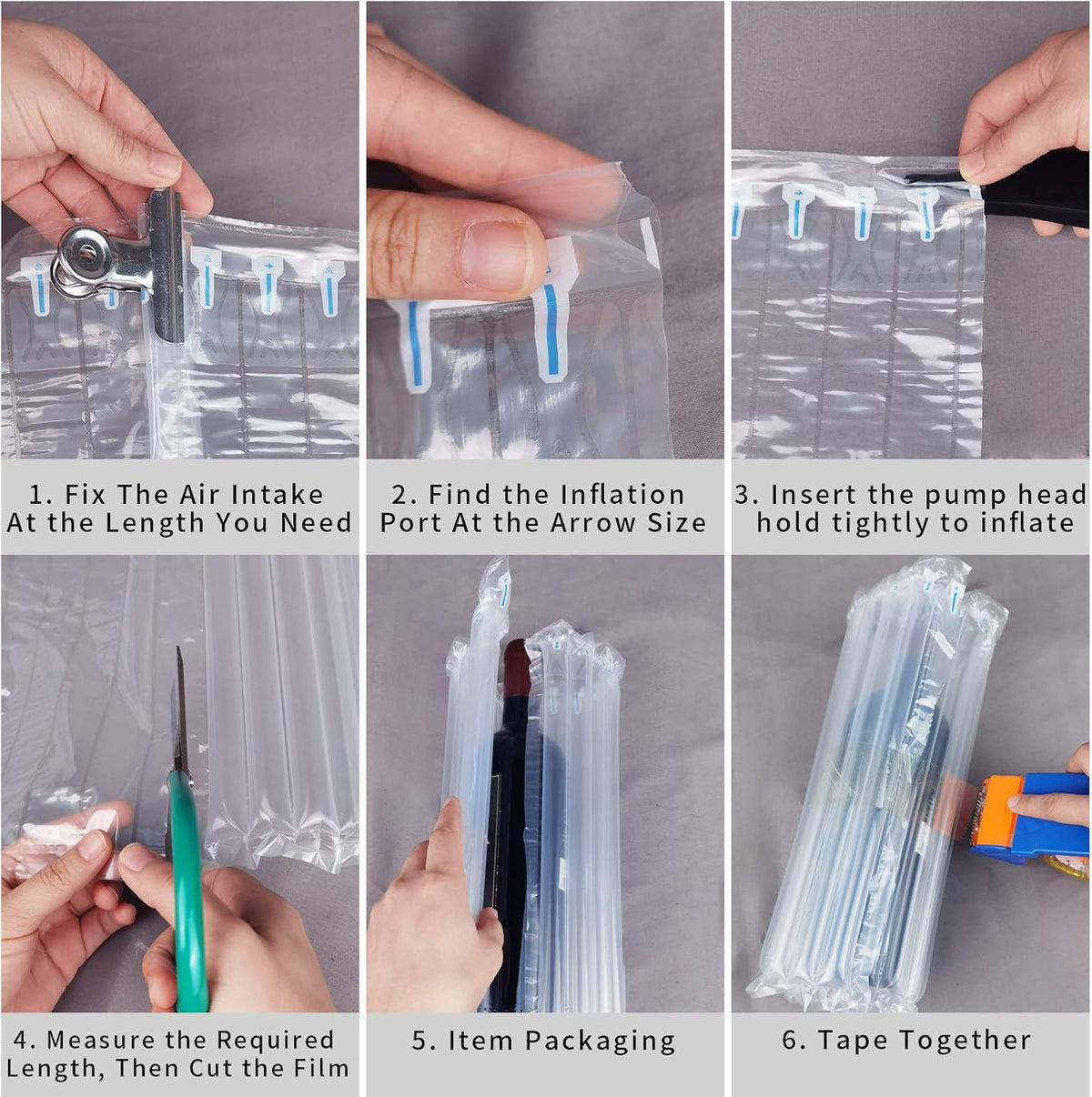 Inflatable Bubble Wrap Roll,12 inch x165 Feet, Inflatable Air Pillow Column Wrap for Packaging Moving Shipping