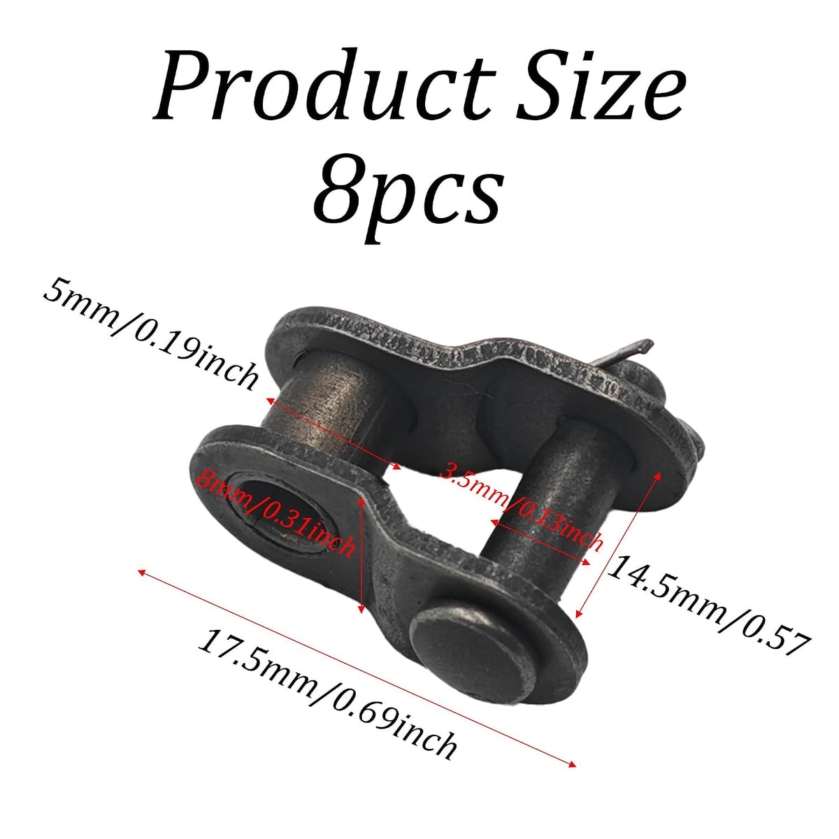 8Pcs Roller Chain Offset Link #35, Half Link Roller Chain, Carbon Steel Crank Link, Standard Chain End Split Links for Industrial and Mechanical Applications