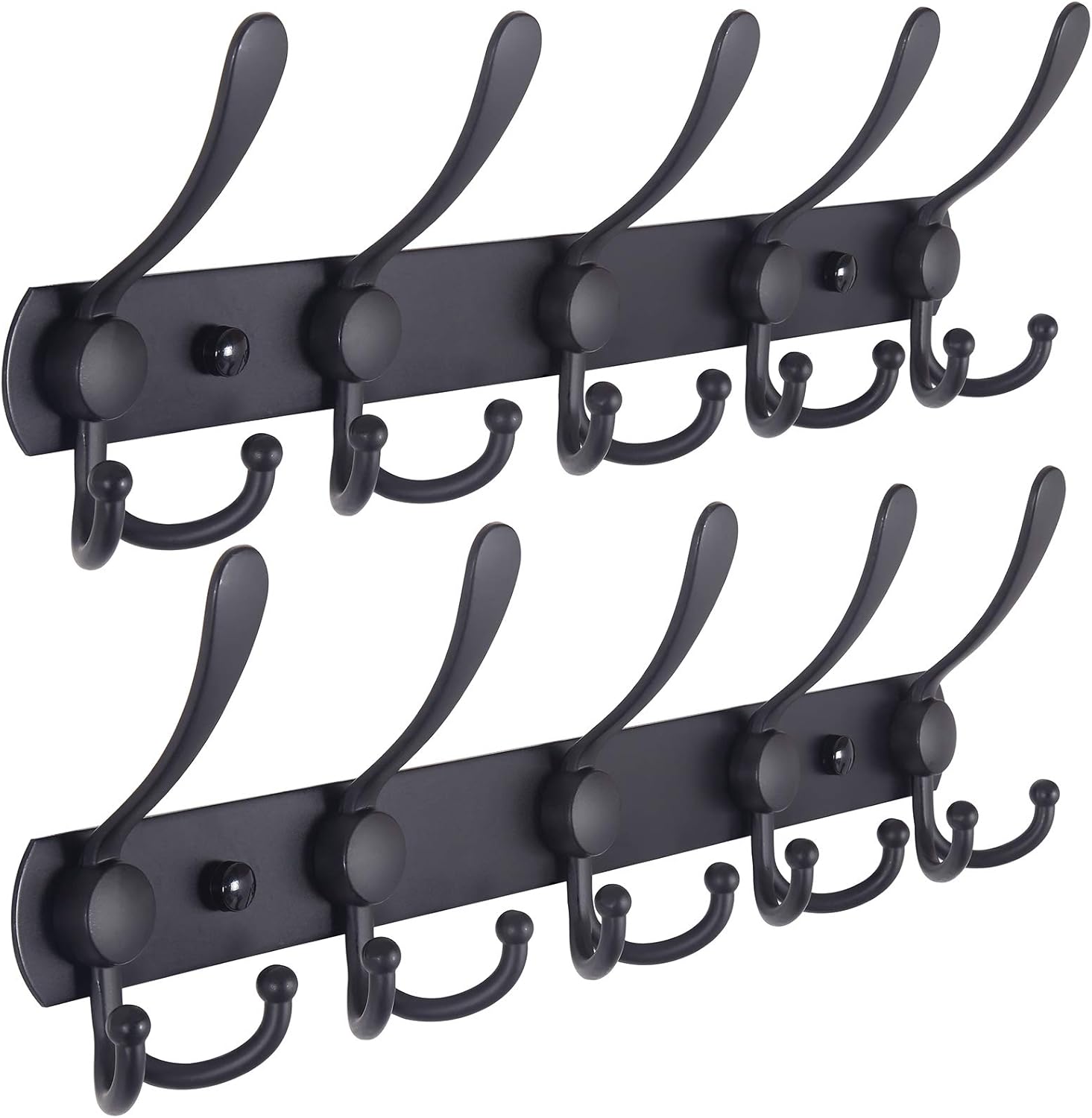 Coat Rack Wall Mounted - 5 Tri Hooks, Heavy Duty, Stainless Steel, Metal Coat Hook Rail for Coat Hat Towel Purse