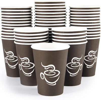 240 Pack 12 oz Paper Cups, Brown Disposable Hot Coffee Cups