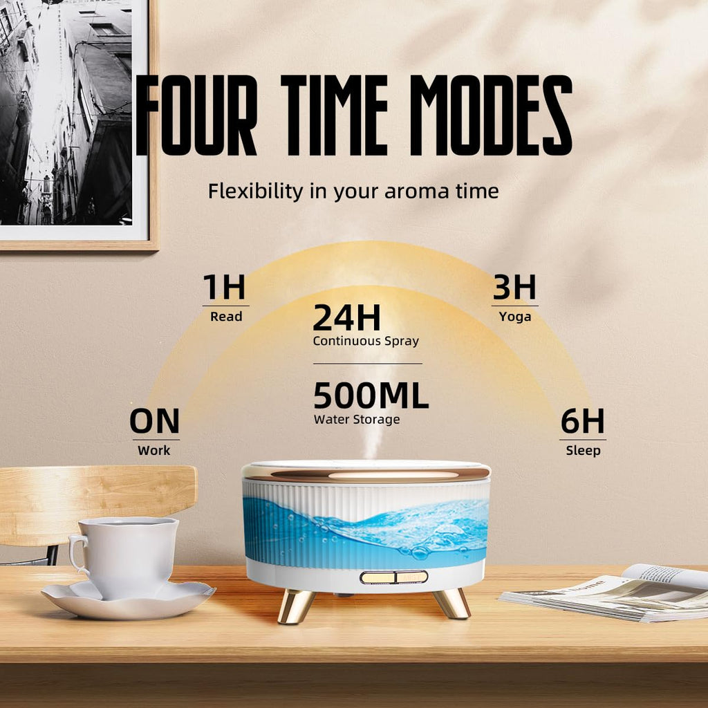 500ML Large Capacity Essential Oil Diffuser, Ultrasonic Aromatherapy Diffuser with 7 Color LED Lights with Remote