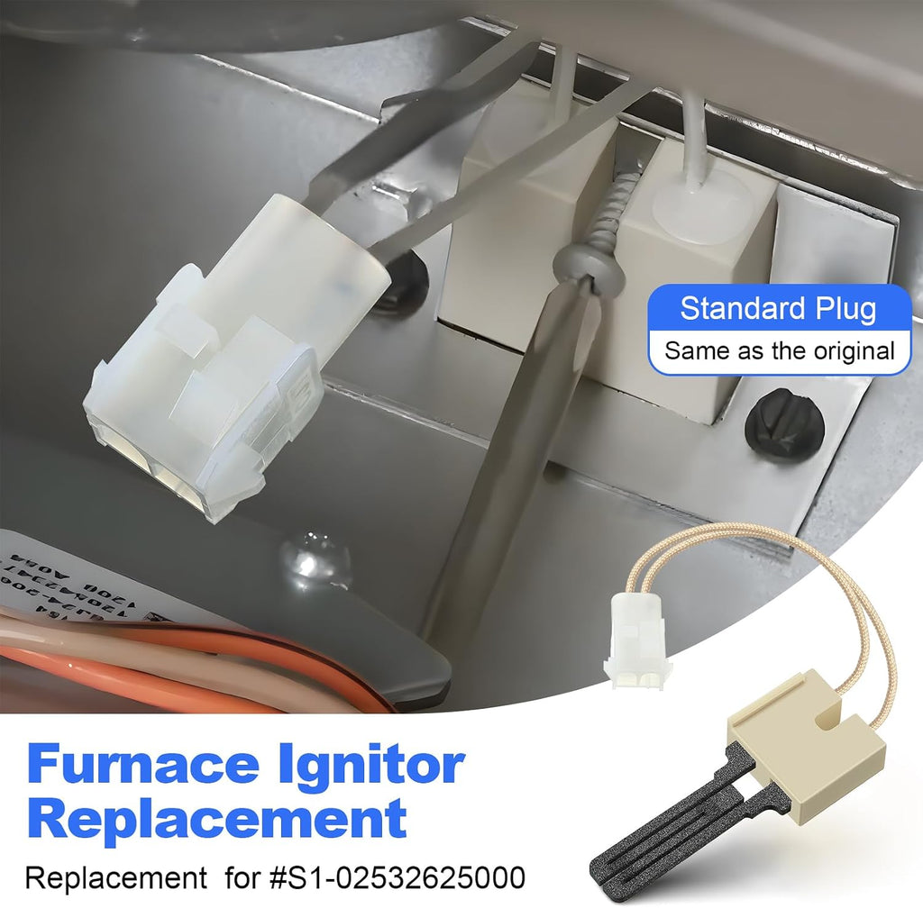 Dreyoo Furnace Ignitor Replacement, Furnace Hot Surface Ignitor Direct Replacement Compatible with Coleman Evcon York Luxaire S1-02535325000, 025-32626-000 (1 Pcs)