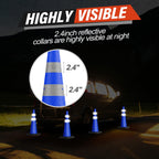 28 Inch 2 Pack Collapsible Traffic Cones with Weighted Base,Blue