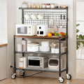 Bakers Rack with Power Outlet & Storage,36In Microwave Stand Kitchen Cart