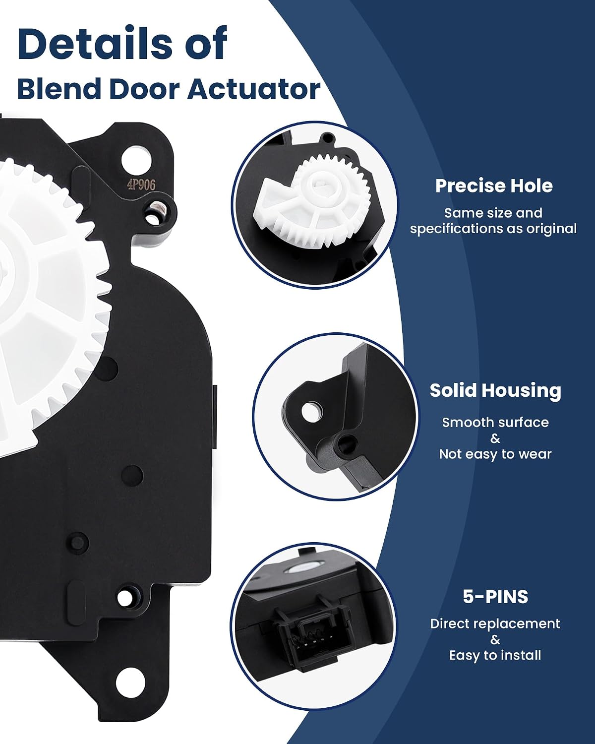 HVAC Air Blend Door Actuator 87106-07120 Compatible with Toyota 2007-2017 Camry Avalon Highlander Sienna Venza Lexus ES350 RX350——Main & Left Main Air Mix Motor Assembly Replace# 604-906