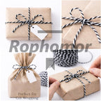 Black and White Cotton Twine String, 164 Feet, 2mm Thick