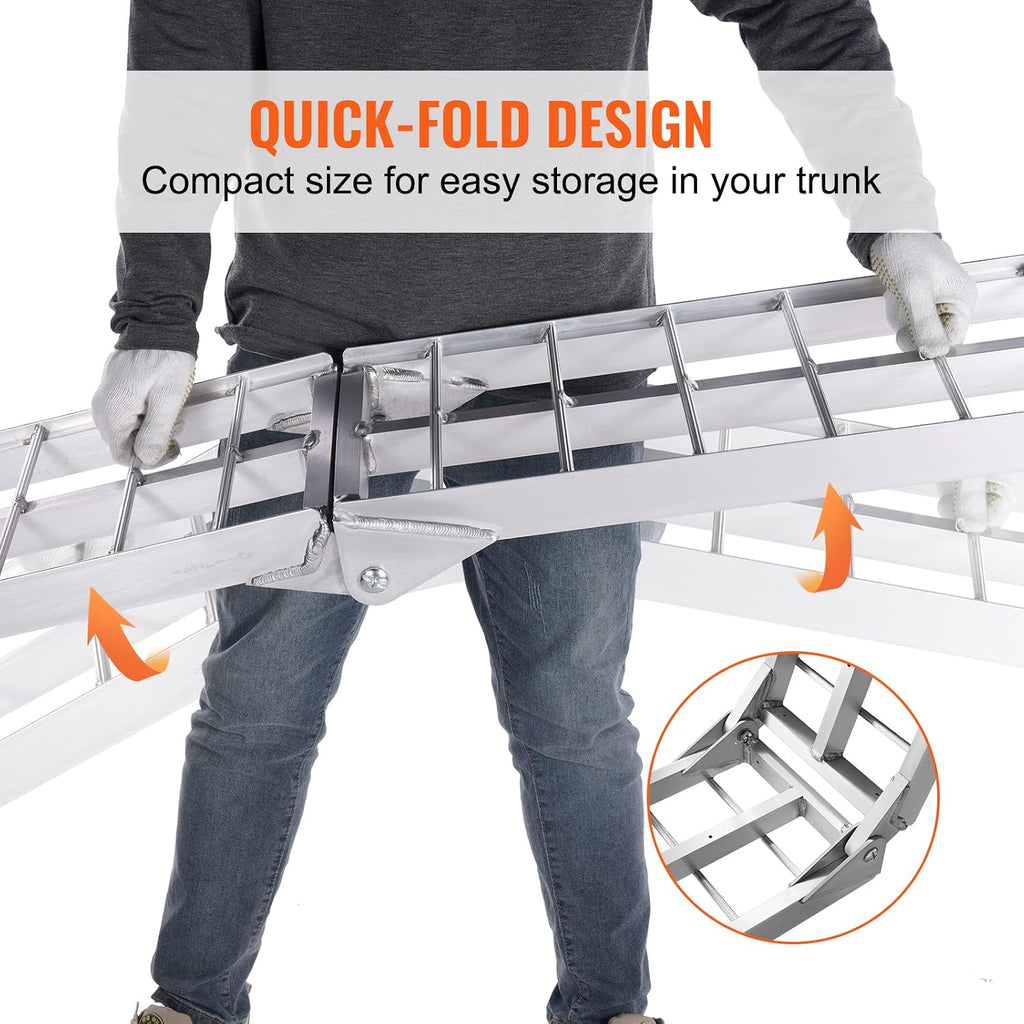 7.5ft Aluminum Ramps, 1500 lbs Folding Loading Ramps (2 pcs Set) for Pickup Trucks Bed, Trailers Ramp with Load