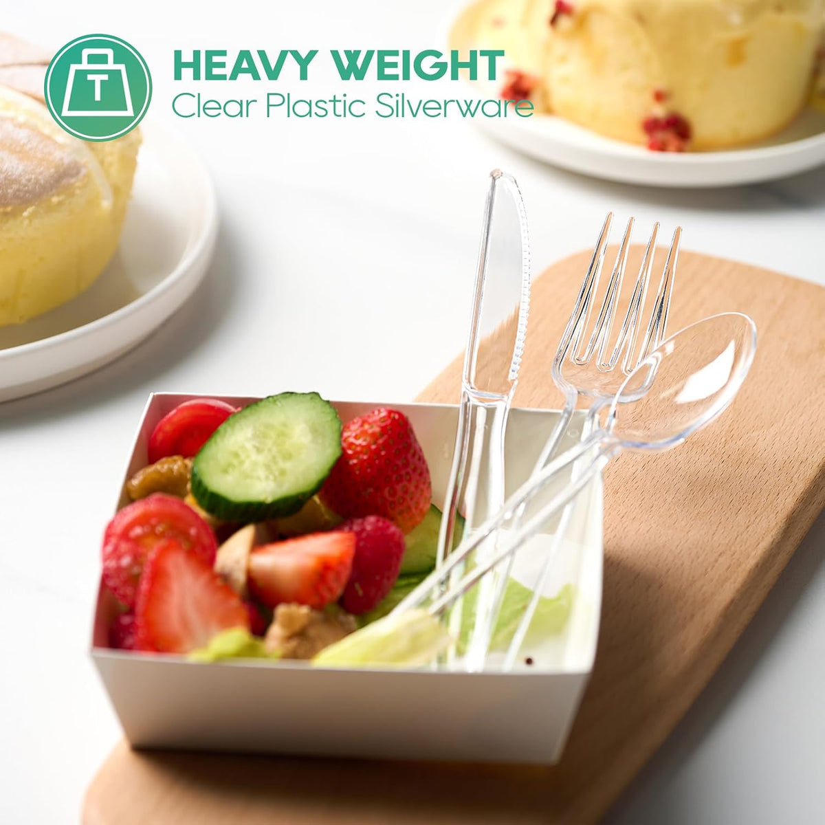 540 Clear Plastic Silverware, Heavy Duty Disposable Cutlery Set