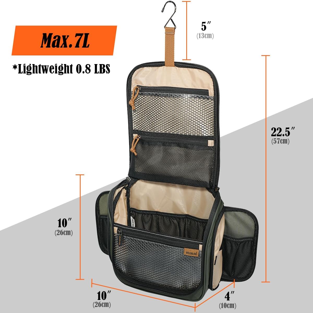 13-Pocket Hanging Toiletry Bag, Waterproof Mens Hanging Toiletry Travel Bag, Large Mens Dopp Kit For Travel, Fully