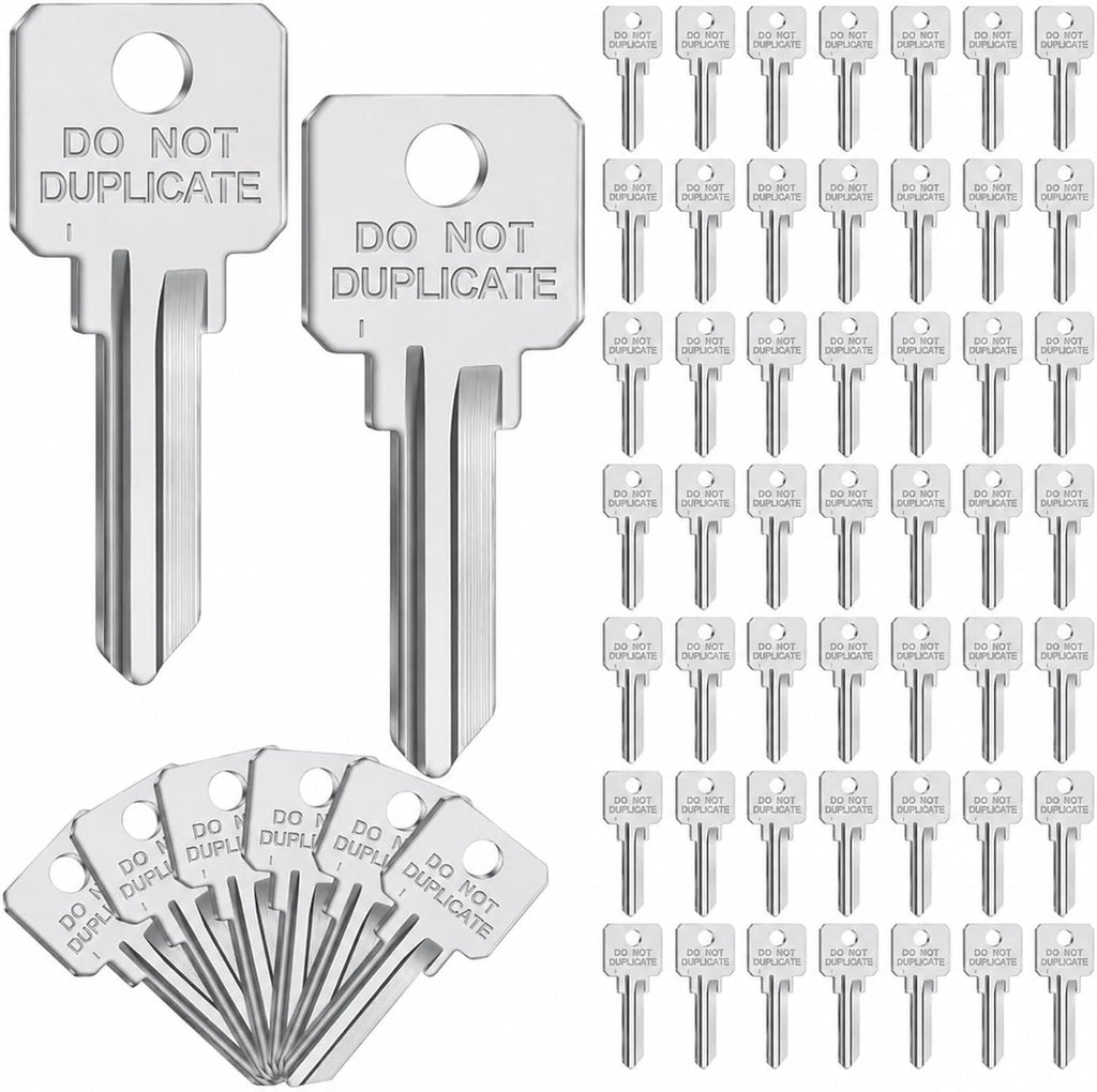 Pack of 50 Brass Key Blanks Uncut Blank Keys, Silver, Sc1 | Copper Do Not Duplicate Keys, Dnd House Key Blanks, for