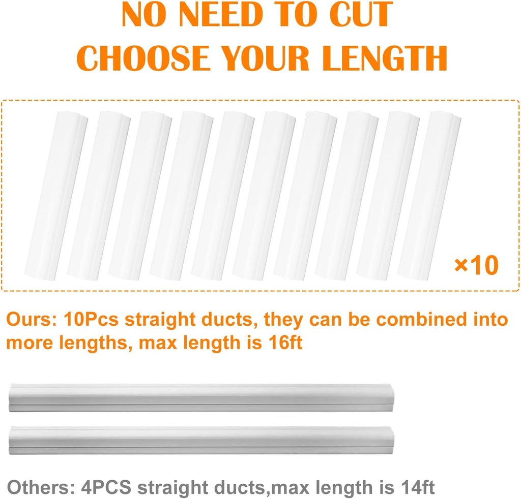 3" 20Ft Mini Split Line Set Cover Kit, Decorative PVC Slim AC Line Covers | with Flexible Duct, Paintable
