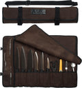 Waxed Canvas Chef Knife Roll Bag with 10 Slots and a Zipper Pocket - Professional Chef Knife Bag & Storage Case, with