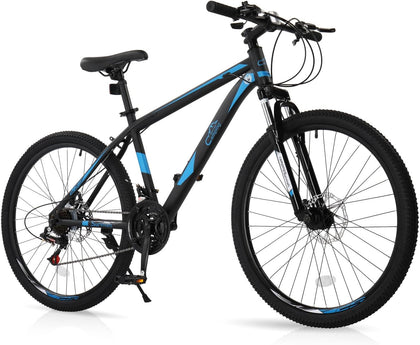 26/27.5" Mountain Bike 21 Speed Bikes for Adults, Men & Women Mountain Bike with High Carbon Steel Frame, All-Terrain