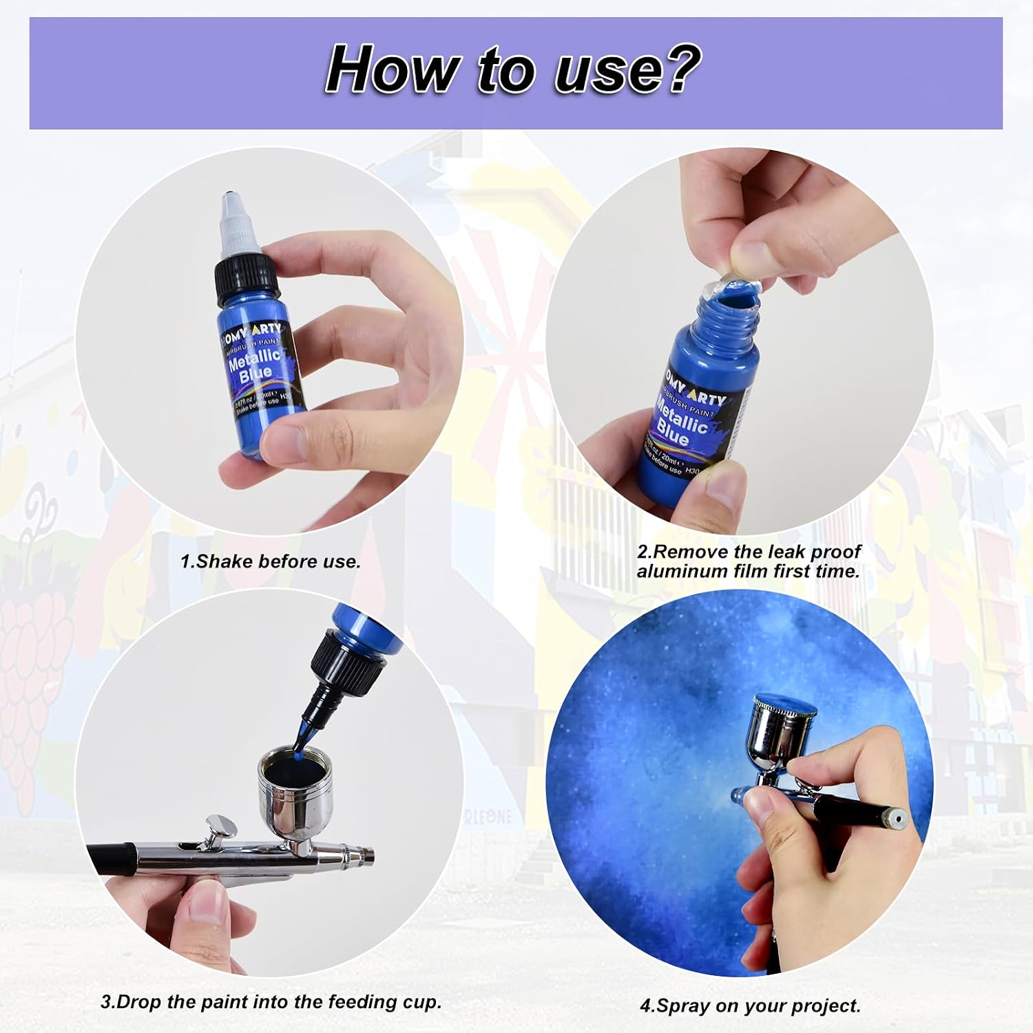 Airbrush Paint - 30 Colors with 3 Thinner | Ready to Spray Airbrush Paint Set, Water-Based Acrylic Air Brush Paints