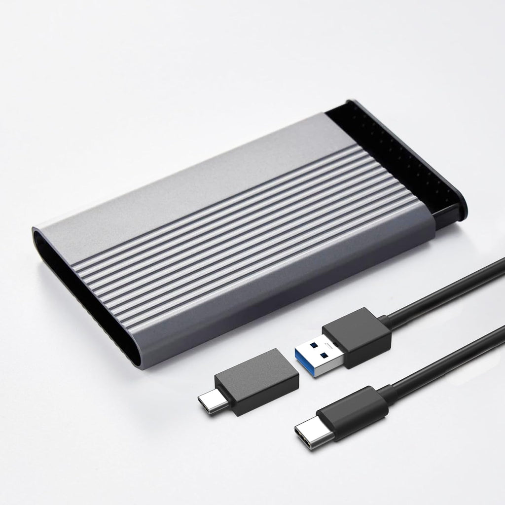 2.5 Inch SATA to USB External Hard Drive Enclosure, USB Type-C/Type-A to Sata Compatible for 2.5 Inch 7mm 9.5mm HDD
