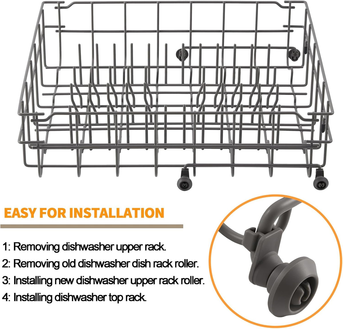 Upgraded 154522902 Dishwasher Dishrack Roller Wheels Replacement Parts for Frigidaire Dishwasher Rack Upper Roller 5304535380 Rack Parts Frigidaire Kenmore Dishwasher Roller Basket Top Wheels 4Pcs