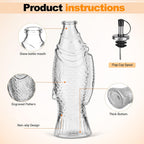 Oil Pitcher for Kitchen Glass Oil Dispenser Bottle Fish Shape Decorative Sauce Container Large Capacity Sauce Bottle