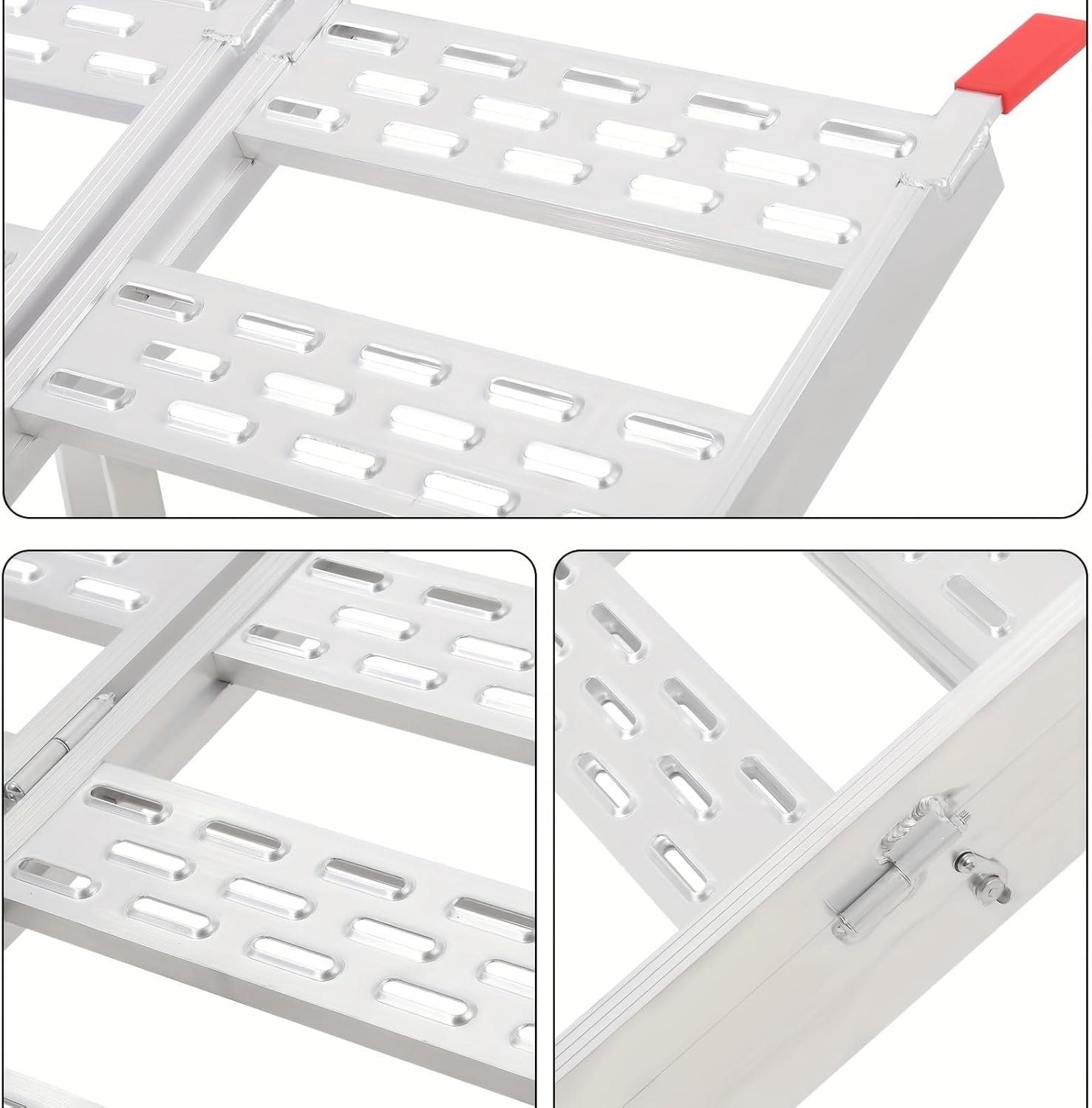 1500-LBS Capacity Aluminum Tri-Fold Loading Ramps with Load Straps