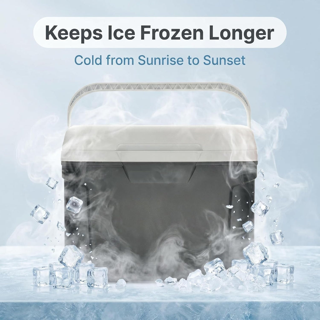 Large 30 Quart Hard-Sided Cooler, 42-Can Capacity, Rugged Outdoor Ice Chest for Camping, Fishing, Tailgating, Beach