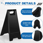 2 Pack 24" Height Blank Floor Sign Black A-frame Foldable Caution Sign Stick/Write-On Double Sided Safety Warning for