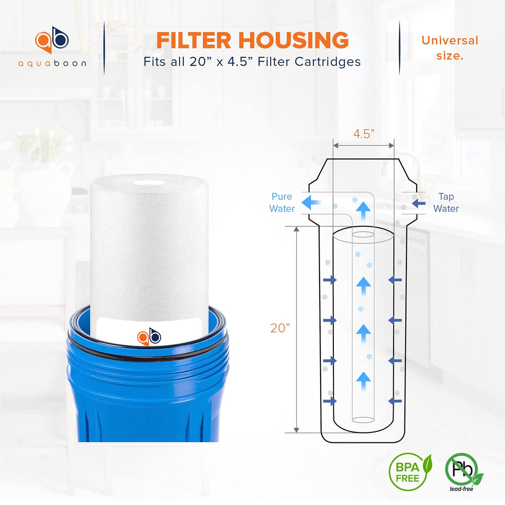 Aquaboon 5 Micron 20 x 4.5 Sediment Water Filter Replacement - 4 Pack