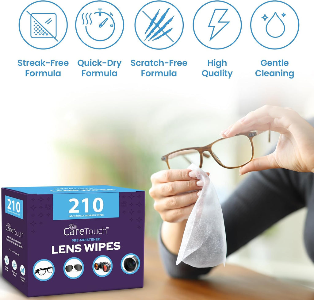 210 Count Lens Wipes for Eyeglasses, Eyeglass Cleaning Wipes Pre-moistened Individually Wrapped Scratch-Free