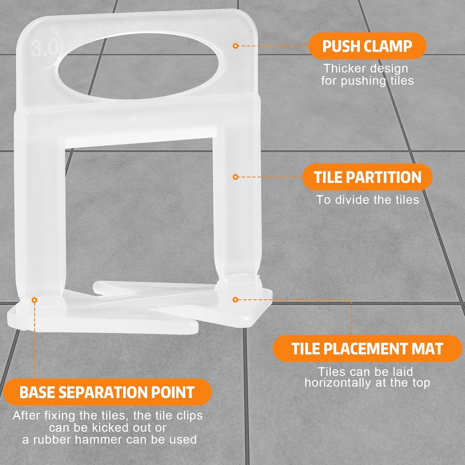 Tile Leveling System, 2000-Piece 1/8" Tile Spacers Clips Tile Tools | Tile Installation Tools for Ceramic Tile and