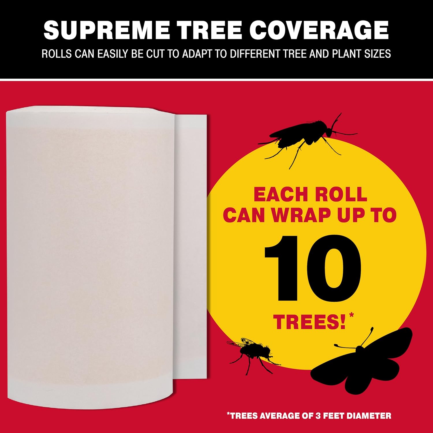 Tree Shield Lantern Fly & Ant Traps Insect Barrier, 4 Rolls 30ft Each, Outdoor Adhesive Crawling Insect Trap to