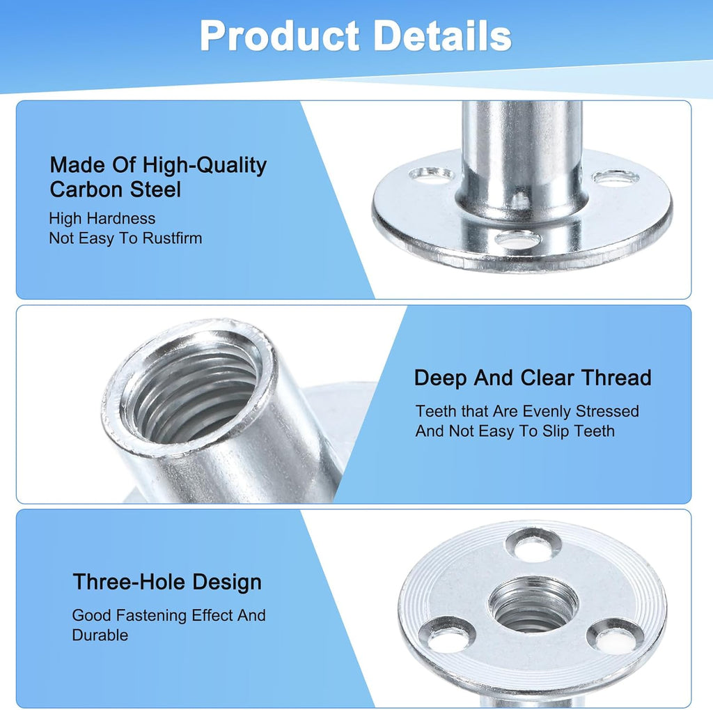 M METERXITY 5-Pack M12x25mm T-Nuts Zinc Plated Carbon Steel Tee Nut Silver