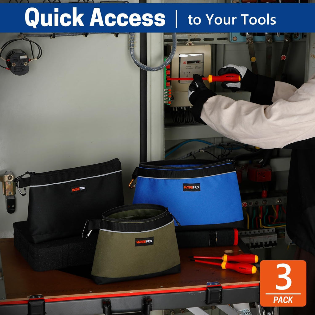 Tool Pouches with Zipper, Multi-Purpose Utility Tool Bags Organizer for Small Hand Tools, Screws, Nails, Pliers &